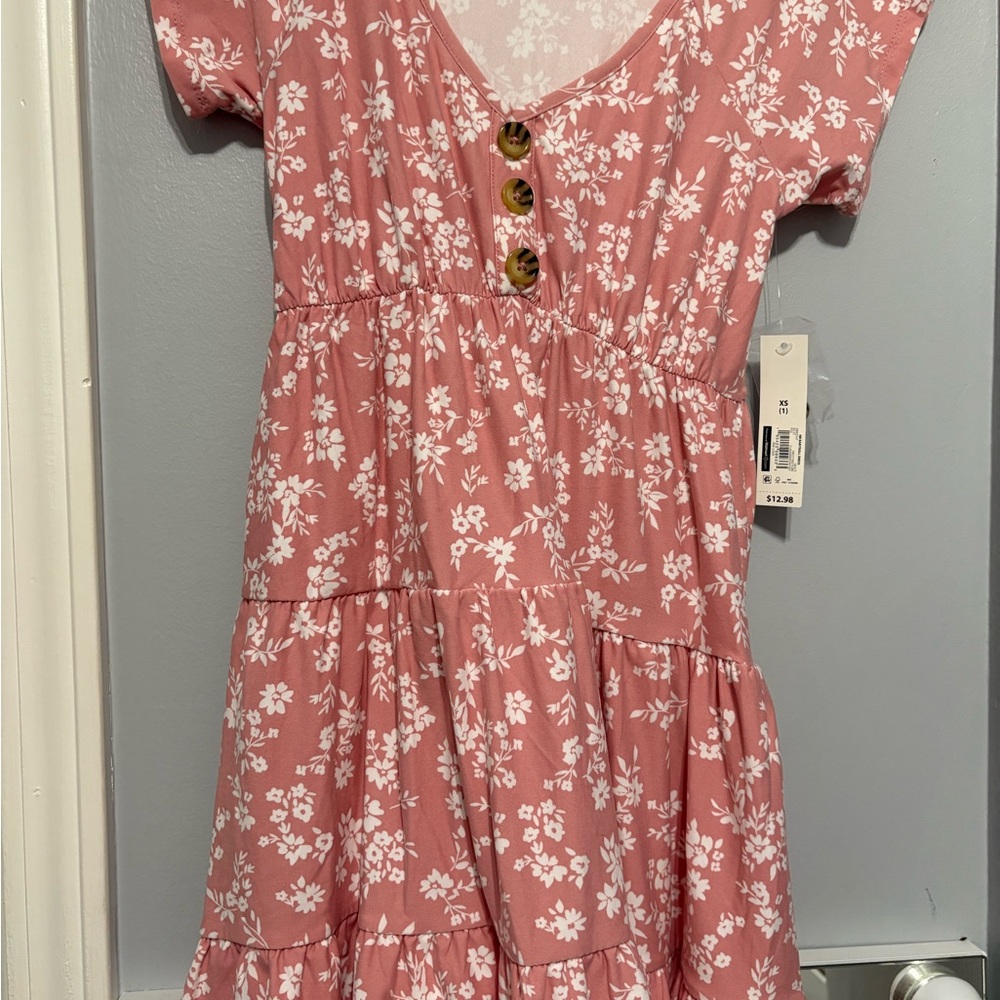 No Boundaries Pink Floral Midi Dress